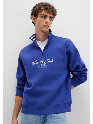 Mavi Winners Club Baskılı Mavi Polo Sweatshirt 0S10488-70695