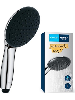 Grohe Vitalio 110 El Duşu, 1 Akışlı Yağmur Duşu, 110MM Yuvarlak Duş Başlığı, Kireç Önleyici Sistem, Krom,