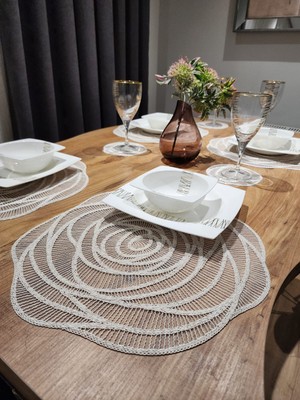 Yalıns Home Rose Lüx Amerikan Servis 12 Parça (6 Supla) (6 Bardak Altılığı)Modern Simli