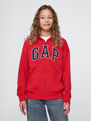Gap Erkek Çocuk Kırmızı Gap Logo Relaxed Fermuarlı Sweatshirt
