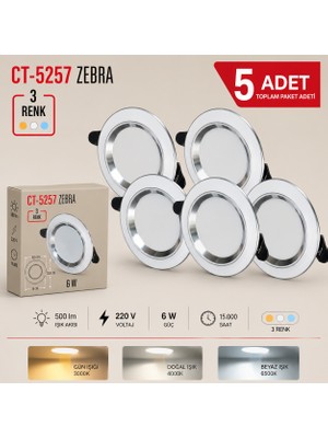 Cata CT-5257 Zebra LED Spot 3 Renk Işık 5 Adet