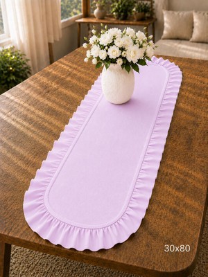 Şah Textile Design Sık Fırfırlı Duck Keten Runner , Konsol Örtüsü 30X80