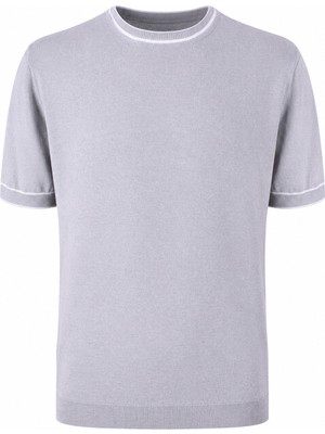 Trender 16024 O Yaka Gri-Beyaz Erkek T-Shirt 26YGT3000010