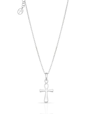 Oya Silver Minimal Sonsuz Yaşam Gümüş Ankh Anahtarı Kolye 2.1x1 cm [OYOT392]