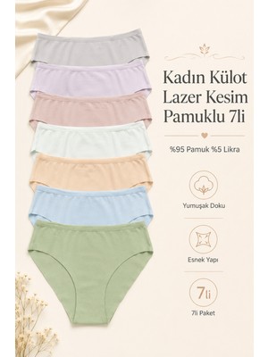 Nicoletta Kadın Külot 7 Li Paket Likralı Pamuklu Lazer Kesim Mixcolor