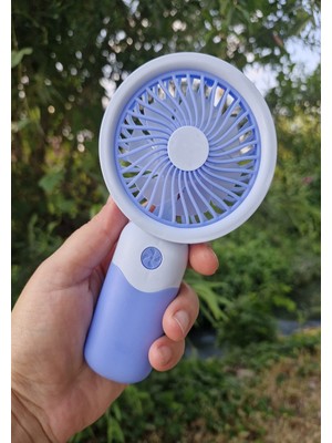 Brokoli Home Mini Fan USB Şarjlı Mini El Fanı Taşınabilir Vantilatör 3 Kademeli Sessiz Fan Telefon Tutucu Mavi Re