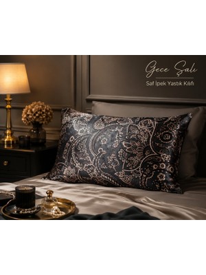 Icon Silk Icon Sılk 'Sleep & Glow ' %100 Saf Ipek Yastık Kılıfı (Gece Şalı)