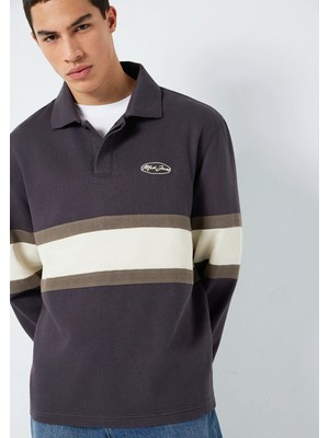 Mavi Mavi Jeans Nakışlı Polo Yaka Antrasit Sweatshirt 0S10575-70101