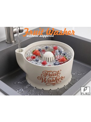 Twins Fruit Washer Musluk Tipi Meyve ve Sebze Yıkama Aparatı | Döner Su Akışlı Temizleme Kabı | Mutfak Yardımcısı