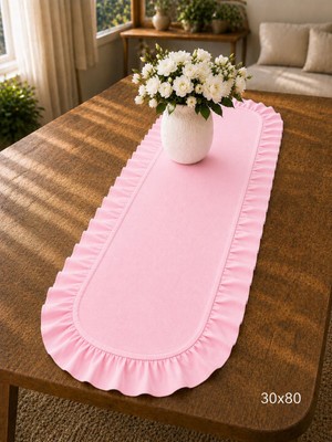 Şah Textile Design Sık Fırfırlı Duck Keten Runner , Konsol Örtüsü 30X80