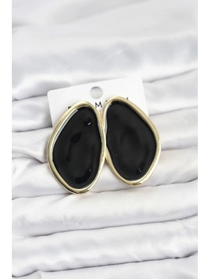 Uravas Store Ietaks™ Pirinç Siyah Mineli Damla Model Vintage Plaka Kadın Küpe