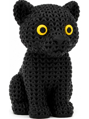 Yapı3D 🐈‍⬛🧶 Örgü Dokulu Dekoratif Siyah Kedi Figürü Modern Masa Süsü Ev Ofis Dekoru Raf Kitaplık Dekorasyonu