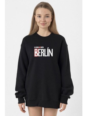 Tshirthane La Casa De Papel Berlin Siyah Kadın 2ip Sweatshirt