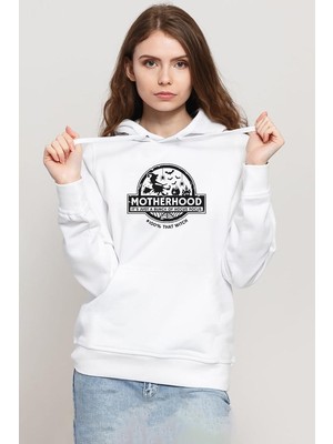 Tshirthane Motherhood Witch Beyaz Kadın 3ip Kapşonlu Sweatshirt