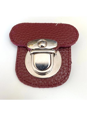 Knitme Derili Çanta Kiliti 6 x 6 cm Bordo - Gümüş