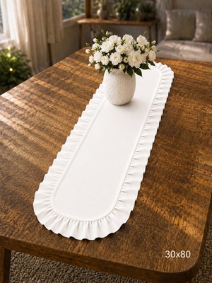Şah Textile Design Sık Fırfırlı Duck Keten Runner , Konsol Örtüsü 30X80