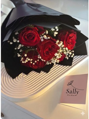 Sally Home 5'li Yapay Kırmızı Gül Buketi + Hediye Çelik Bileklik Kampanyası