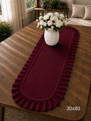 Şah Textile Design Sık Fırfırlı Duck Keten Runner , Konsol Örtüsü 30X80