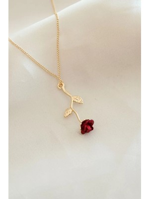 Uravas Store Kırmızı Gül Figürlü Kolye - TJ-BKO6392