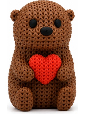 Yapı3D 🦦❤️🧶 Örgü Dokulu Dekoratif Kalpli Su Samuru Figürü Modern Masa Süsü Ev Ofis Dekoru Raf Kitaplık