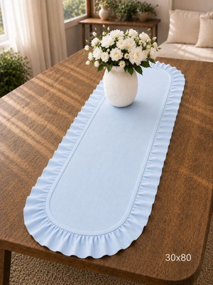 Şah Textile Design Sık Fırfırlı Duck Keten Runner , Konsol Örtüsü 30X80