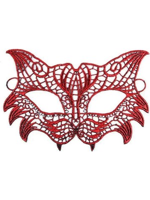 Kırmızı Dantel Masquerade Maskesi 8 No