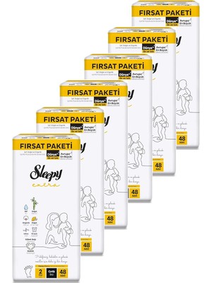 Sleepy Extra Günlük Aktivite Fırsat Paketi Bebek Bezi 2 Numara Mini 288 Adet