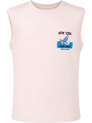 Trender 8045 New York Baskı Bej Erkek Çocuk Atlet 26YSS2000044