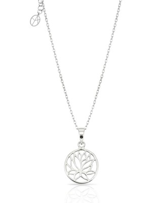 Oya Silver Gümüş Lotus Çiçeği Kolye 2.4x0.9cm [OYOT393]