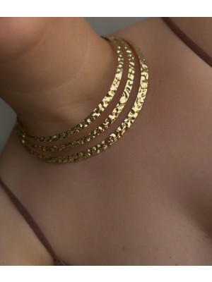 Owentis Gold Ezme Antik Model 3 Sıra Efes Choker Kolye -Her Bedene Ayarlanabilir-