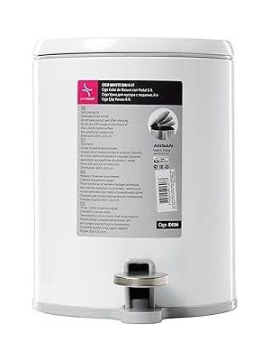 Uravas Store Cigo Çöp Kovası Pedallı 6 Lt Beyaz Içi Gri