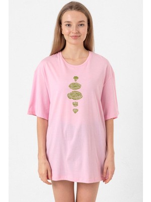 Beyblade Pieces Green Pembe Kadın Oversize Tshirt