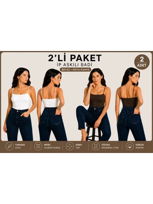 İngegno Body Ip Askılı Standart Boy Viskon Ring Örme Kumaş Kadın Body 2 Li Paket