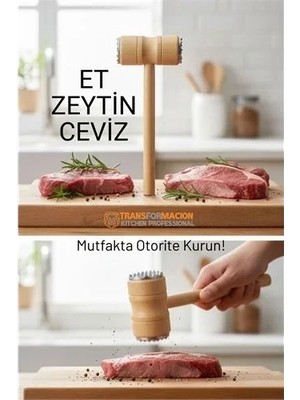 Uravas Store Ahşap Saplı Profesyonel Et Dövücü, Zeytin ve Ceviz Kırıcı Çekiç