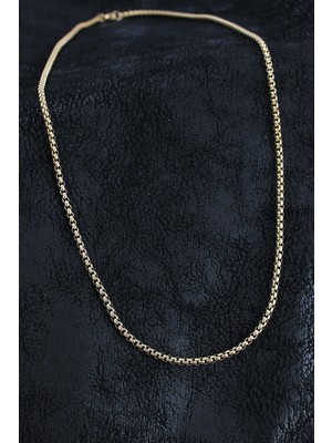 Uravas Store 316L Çelik Örme Zincir Model Gold Renk Erkek Kolye
