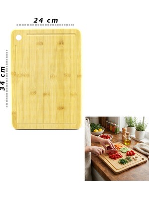 Uravas Store 24X34X1.8CM Ahşap Bambu Kesi̇m Panosu - Kesme Tahtasi (5528)
