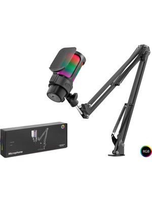Skygo Rgb Mikrofon Seti Boom Mikrofon Kolu Type-C 192KHZ 24BIT Siyah M835B