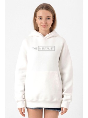 Tshirthane The Mentalist Lettern Beyaz Kadın 3ip Kapşonlu Sweatshirt