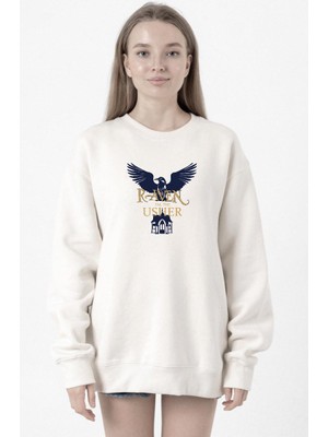 Tshirthane The Fall of the House of Usher Raven Beyaz Kadın 2ip Sweatshirt
