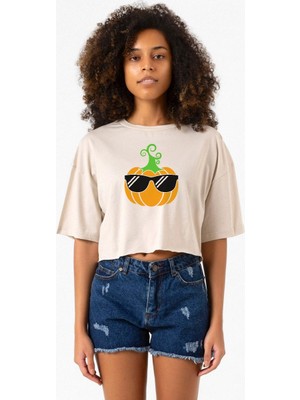 Cool Pumpkin Bej Kadın Crop Tshirt