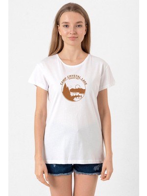 Friday The 13TH Camp Crystal Lake Beyaz Kadın Bisikletyaka Tshirt