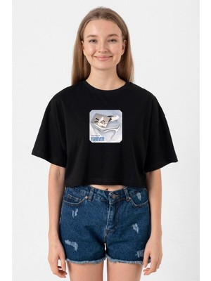 Tshirthane Babymonster Forever Siyah Kadın Crop Tshirt