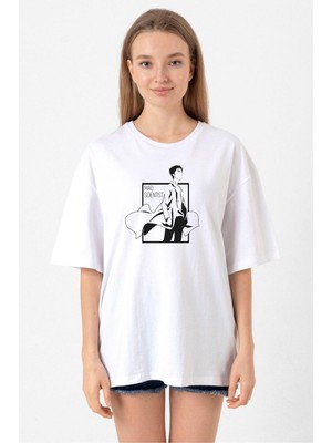 Steins Gate Rintarou Mad Scientist Beyaz Kadın Oversize Tshirt