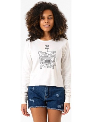 Tshirthane Prison Break Labyrinth Ekstra Uzunkol Sweatshirt Ekru