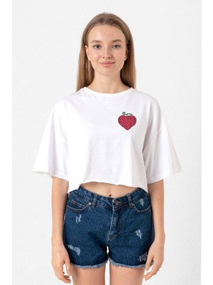One Piece Anime Ope Ope Devil Fruit Beyaz Kadın Crop Tshirt