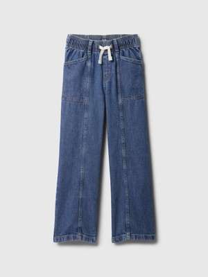 Gap Kız Çocuk Lacivert Wide Leg Jean Pantolon