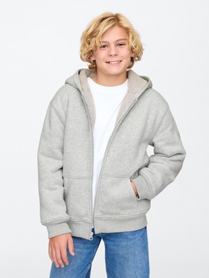 Gap Erkek Çocuk Gri Vintagesoft Sherpa Fermuarlı Sweatshirt