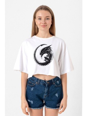 Allien Xenomorph Beyaz Kadın Crop Tshirt