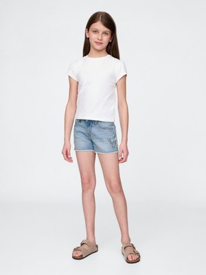 Gap Kız Çocuk Mavi Low Rise Stride Denim Şort