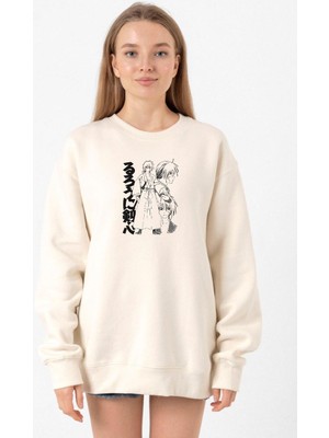 Tshirthane Rurouni Kenshin Black White Art Ekru Kadın 2ip Sweatshirt